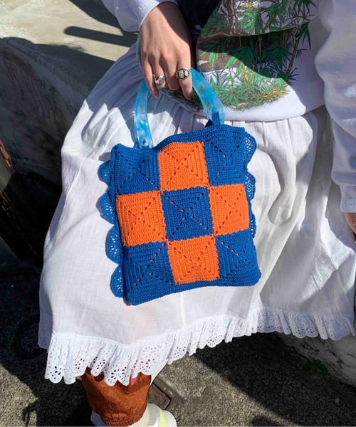 Casselini（キャセリーニ）の「Casselini(キャセリーニ)スクエアクロシェハンドバッグ（ハンドバッグ・レディース・ブラック/ブルー・FREE）」の18枚目の写真