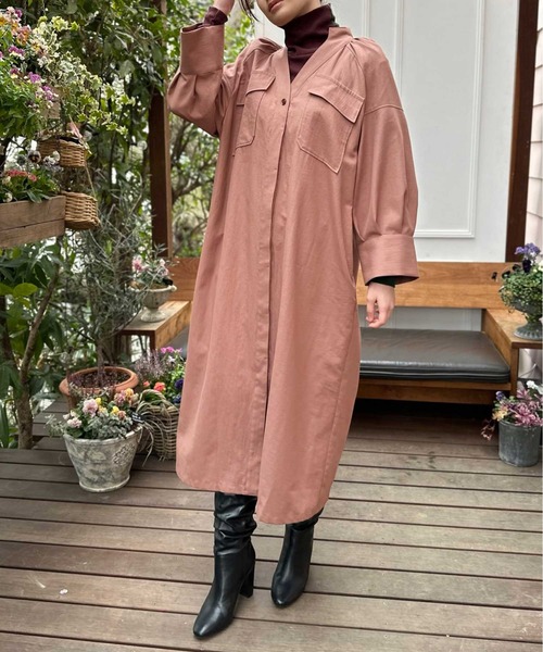 【セール】ツイルシャツワンピース（シャツワンピース）｜AVIE（アビィ）