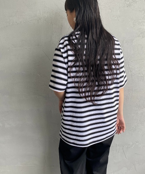 DANTON（ダントン）の「[DANTON/ダントン] ワンポイントロゴ ボーダーポケットTシャツ（Tシャツ/カットソー・レディース・ベージュ/ネイビー/レッド/グリーン/ブラック・S/M/L/XL/XXL）」の15枚目の写真