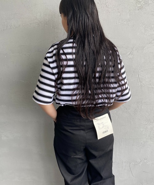 DANTON（ダントン）の「[DANTON/ダントン] ワンポイントロゴ ボーダーポケットTシャツ（Tシャツ/カットソー・レディース・ベージュ/ネイビー/レッド/グリーン/ブラック・S/M/L/XL/XXL）」の10枚目の写真