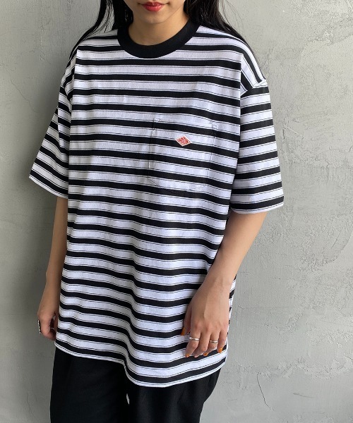 DANTON（ダントン）の「[DANTON/ダントン] ワンポイントロゴ ボーダーポケットTシャツ（Tシャツ/カットソー・レディース・ベージュ/ネイビー/レッド/グリーン/ブラック・S/M/L/XL/XXL）」の16枚目の写真