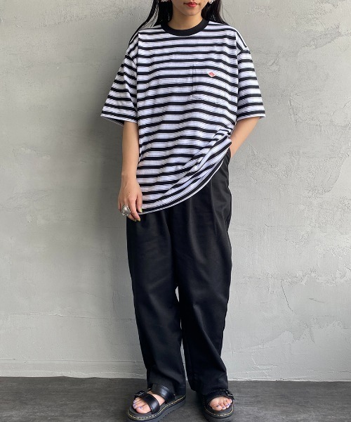 DANTON（ダントン）の「[DANTON/ダントン] ワンポイントロゴ ボーダーポケットTシャツ（Tシャツ/カットソー・レディース・ベージュ/ネイビー/レッド/グリーン/ブラック・S/M/L/XL/XXL）」の19枚目の写真