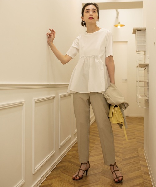 OPAQUE.CLIP(オペークドットクリップ)の「◆シルク調コットン 異素材Aラインカットソー【洗える】(Tシャツ/カットソー・レディース・ベージュ/ブラック/ブルー/ホワイト系/ブラウン系その他/ダークブラウン・42/40/38/36/34)」の17枚目の写真