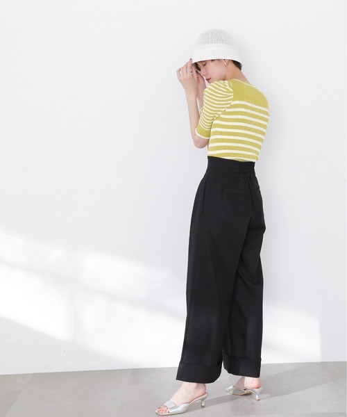 N.（N. Natural Beauty Basic）（エヌエヌナチュラルビューティーベーシック）の「◆パワショルボーダーニット（ニット/セーター・レディース・ブラック/ベージュ/イエロー・MEDIUM）」の11枚目の写真