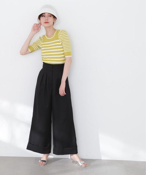 N.（N. Natural Beauty Basic）（エヌエヌナチュラルビューティーベーシック）の「◆パワショルボーダーニット（ニット/セーター・レディース・ブラック/ベージュ/イエロー・MEDIUM）」の9枚目の写真