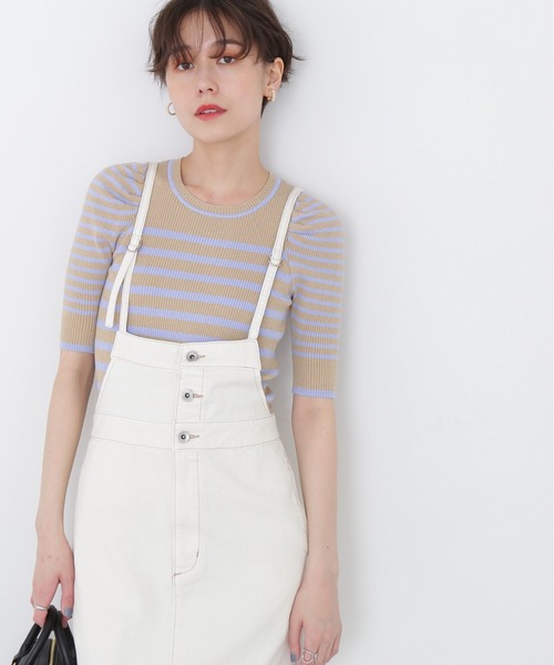 N.（N. Natural Beauty Basic）（エヌエヌナチュラルビューティーベーシック）の「◆パワショルボーダーニット（ニット/セーター・レディース・ブラック/ベージュ/イエロー・MEDIUM）」の21枚目の写真