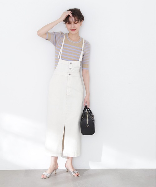 N.（N. Natural Beauty Basic）（エヌエヌナチュラルビューティーベーシック）の「◆パワショルボーダーニット（ニット/セーター・レディース・ブラック/ベージュ/イエロー・MEDIUM）」の13枚目の写真