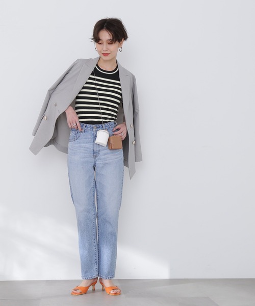 N.（N. Natural Beauty Basic）（エヌエヌナチュラルビューティーベーシック）の「◆パワショルボーダーニット（ニット/セーター・レディース・ブラック/ベージュ/イエロー・MEDIUM）」の6枚目の写真