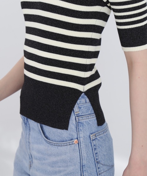 N.（N. Natural Beauty Basic）（エヌエヌナチュラルビューティーベーシック）の「◆パワショルボーダーニット（ニット/セーター・レディース・ブラック/ベージュ/イエロー・MEDIUM）」の12枚目の写真