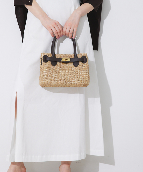 COTTO（コトゥー）の「【COTTO/コトゥー】レザーコンビ かごバッグ（トートバッグ・レディース・ブラウン/ブラック・フリー）」の3枚目の写真