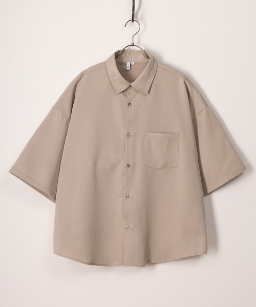 SlashDate(スラッシュデイト)の「TRストレッチレギュラーカラーシャツ/トロミシャツ/ビッグシルエット/ユニセックス(シャツ/ブラウス・メンズ・ベージュ/ホワイト/ブラック・M/L)」の3枚目の写真