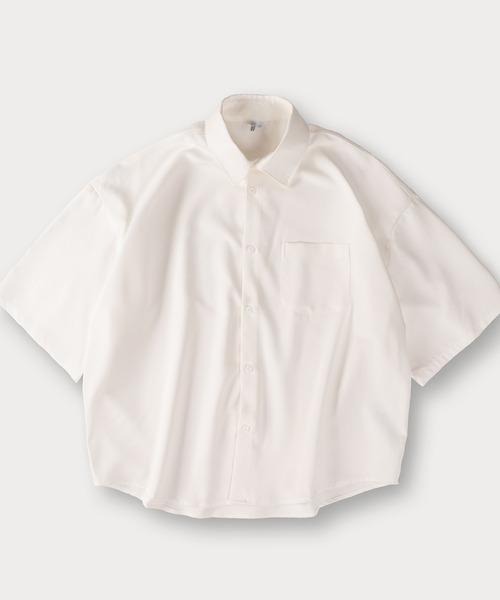SlashDate(スラッシュデイト)の「TRストレッチレギュラーカラーシャツ/トロミシャツ/ビッグシルエット/ユニセックス(シャツ/ブラウス・メンズ・ベージュ/ホワイト/ブラック・M/L)」の19枚目の写真