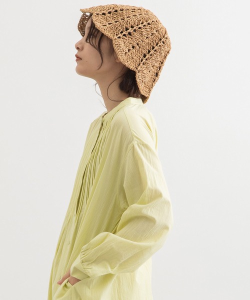 POU DOU DOU（プードゥドゥ）の「スカラップチューリップ透かし編みハット（ハット・レディース・ブラック/ベージュ・8）」の6枚目の写真