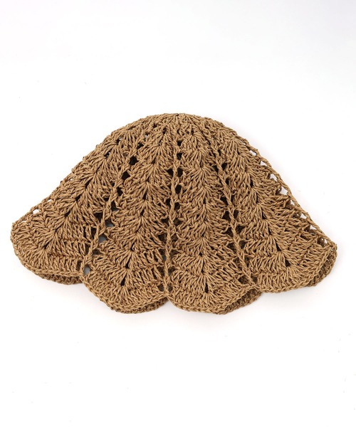 POU DOU DOU（プードゥドゥ）の「スカラップチューリップ透かし編みハット（ハット・レディース・ブラック/ベージュ・8）」の8枚目の写真
