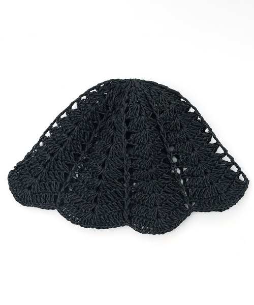 POU DOU DOU（プードゥドゥ）の「スカラップチューリップ透かし編みハット（ハット・レディース・ブラック/ベージュ・8）」の9枚目の写真