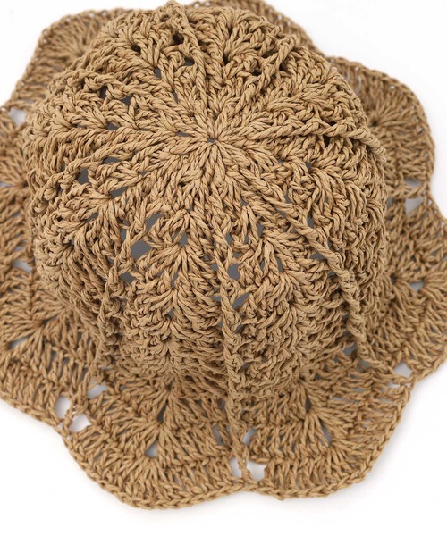 POU DOU DOU（プードゥドゥ）の「スカラップチューリップ透かし編みハット（ハット・レディース・ブラック/ベージュ・8）」の12枚目の写真