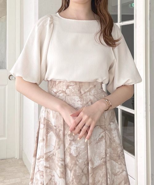 【美品】machatt パフスリーブブラウス 美品】 マチャット ドッキングパフスリーブ ブラウス F バイ