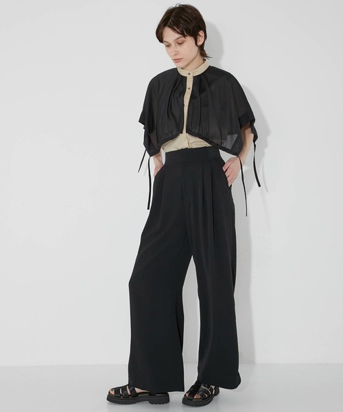 CITY TOKYO（シティトウキョウ）の「サイドパイピングバックベルトワイドパンツ（スラックス・レディース・ブラウン/ブラック/ブルー・1/2）」の6枚目の写真