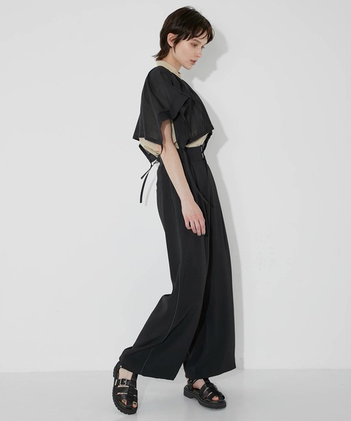 CITY TOKYO（シティトウキョウ）の「サイドパイピングバックベルトワイドパンツ（スラックス・レディース・ブラウン/ブラック/ブルー・1/2）」の7枚目の写真