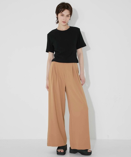 CITY TOKYO（シティトウキョウ）の「サイドパイピングバックベルトワイドパンツ（スラックス・レディース・ブラウン/ブラック/ブルー・1/2）」の17枚目の写真