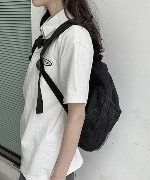c.u.l(シーユーエル)の「ユニセックス 巾着キャンバスリュック バックパック cula627(バックパック/リュック・レディース・ブラック/ホワイト・FREE)」の11枚目の写真