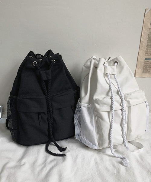 c.u.l(シーユーエル)の「ユニセックス 巾着キャンバスリュック バックパック cula627(バックパック/リュック・レディース・ブラック/ホワイト・FREE)」の13枚目の写真