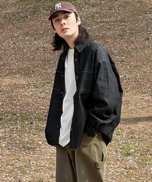 kutir（クティール）の「ビックシルエットデニムシャツ（シャツ/ブラウス・メンズ・インディゴブルー/ブラック・MEDIUM/LARGE）」の14枚目の写真