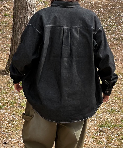 kutir（クティール）の「ビックシルエットデニムシャツ（シャツ/ブラウス・メンズ・インディゴブルー/ブラック・MEDIUM/LARGE）」の17枚目の写真