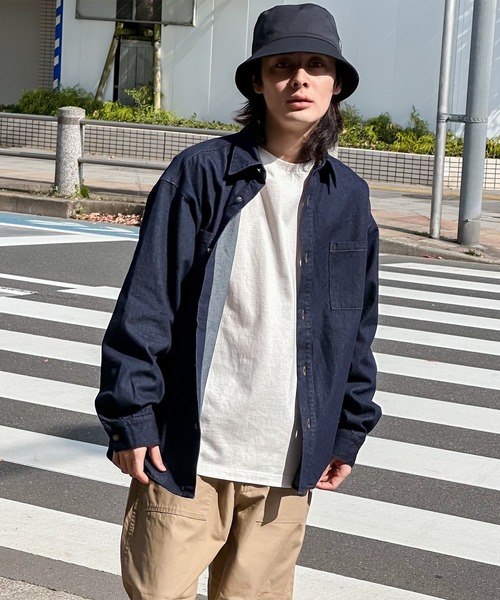 kutir（クティール）の「ビックシルエットデニムシャツ（シャツ/ブラウス・メンズ・インディゴブルー/ブラック・MEDIUM/LARGE）」の3枚目の写真