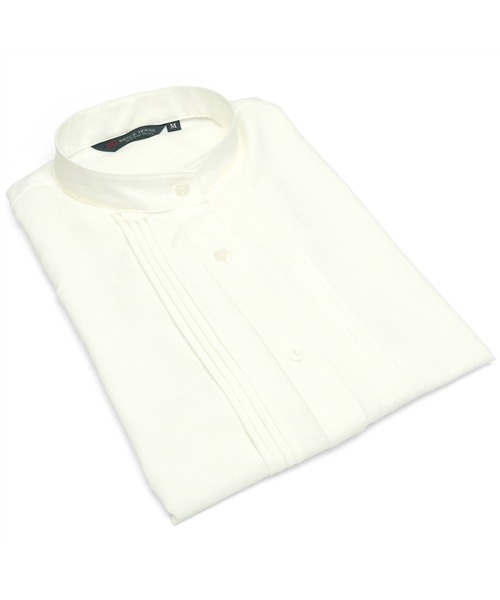 TOKYO SHIRTS(トウキョウシャツ)の「【吸水速乾】【COFREX】スタンドカラー ピンタック 五分袖ブラウス(ビジネスシャツ・レディース・ホワイト・S/M/L/LL)」の12枚目の写真