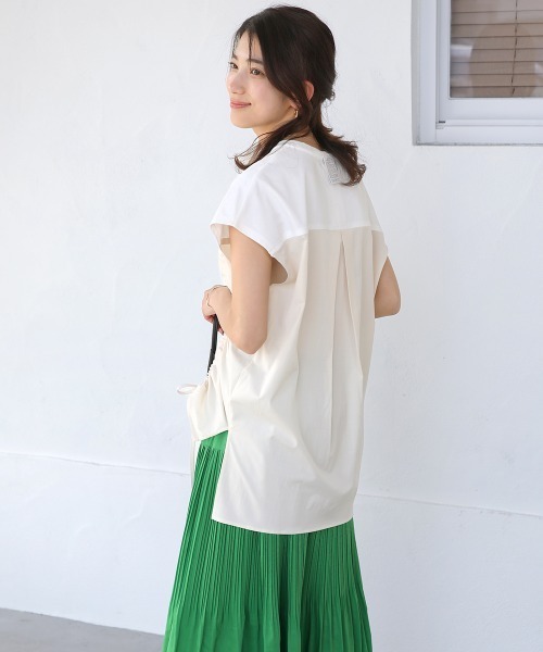 Bou Jeloud(ブージュルード)の「異素材切替サイドドロストカットソー(Tシャツ/カットソー・レディース・アイボリー/ブラック系その他/オフホワイト・FREE)」の20枚目の写真