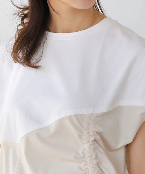Bou Jeloud(ブージュルード)の「異素材切替サイドドロストカットソー(Tシャツ/カットソー・レディース・アイボリー/ブラック系その他/オフホワイト・FREE)」の14枚目の写真