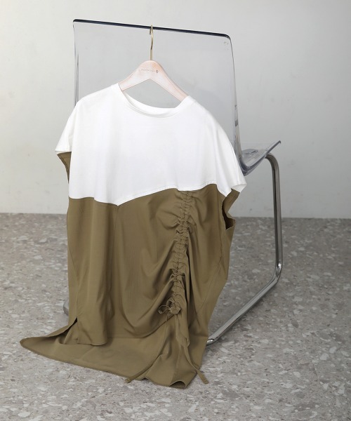 Bou Jeloud(ブージュルード)の「異素材切替サイドドロストカットソー(Tシャツ/カットソー・レディース・アイボリー/ブラック系その他/オフホワイト・FREE)」の21枚目の写真