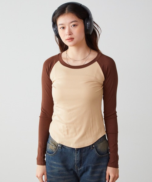 ROOPTOKYO(ループトウキョウ)の「Raglan long sleeve Tshirt/ラグランロングスリーブTシャツ(Tシャツ/カットソー・レディース・ホワイト/ブラウン/グレー・S/M/L)」の15枚目の写真