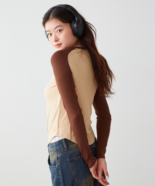 ROOPTOKYO(ループトウキョウ)の「Raglan long sleeve Tshirt/ラグランロングスリーブTシャツ(Tシャツ/カットソー・レディース・ホワイト/ブラウン/グレー・S/M/L)」の12枚目の写真