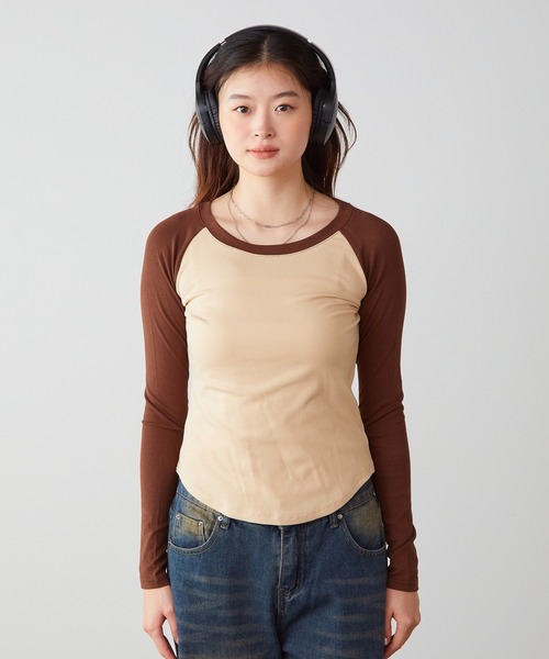 ROOPTOKYO(ループトウキョウ)の「Raglan long sleeve Tshirt/ラグランロングスリーブTシャツ(Tシャツ/カットソー・レディース・ホワイト/ブラウン/グレー・S/M/L)」の14枚目の写真