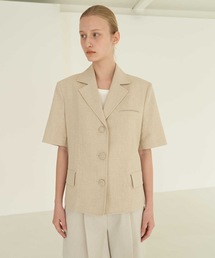【MOHAN 】TOR リネン ステッチ ハーフ スリーブ ブレザー / TOR LINEN STITCH HALF SLEEVE BLAZER