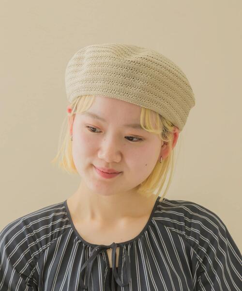 SMELLY（スメリー）の「スカシアミベレー（ハンチング/ベレー帽・レディース・アイボリー/ブラック・-）」の3枚目の写真