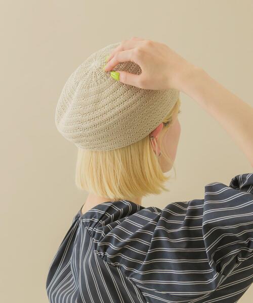 SMELLY（スメリー）の「スカシアミベレー（ハンチング/ベレー帽・レディース・アイボリー/ブラック・-）」の4枚目の写真