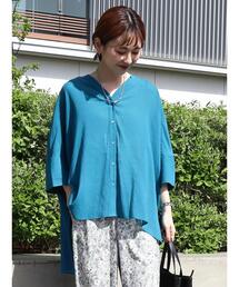 AMERICAN HOLIC | バックギャザーVネックシアーシャツ(シャツ/ブラウス)