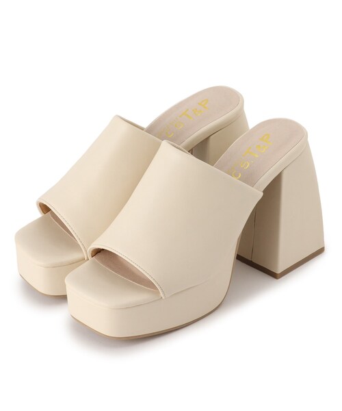 cs T&P(シーエスティーアンドピー)の「厚底サボサンダル(サンダル・レディース・アイボリー/ブラック・M/LL/S/L)」の3枚目の写真