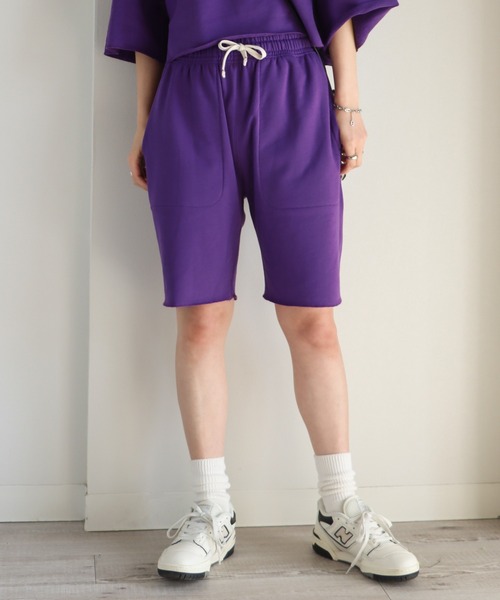 COURO(コウロ)の「カットオフライトスウェットショートパンツ(その他パンツ・レディース・ブラック/アイボリー/ダークグリーン/杢グレー/レッド/パープル/ミント/オレンジ/ロイヤルブルー/イエロー・M/L)」の7枚目の写真