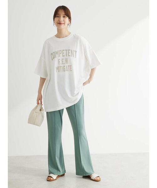 Green　Parks（グリーンパークス）の「カレッジロゴ半袖チュニック（チュニック・レディース・ホワイト/ブラウン/ダークグレー/サックスブルー・FREE）」の5枚目の写真