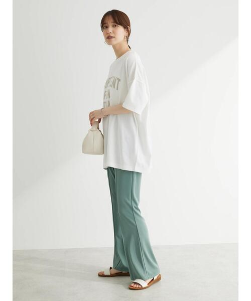 Green　Parks（グリーンパークス）の「カレッジロゴ半袖チュニック（チュニック・レディース・ホワイト/ブラウン/ダークグレー/サックスブルー・FREE）」の6枚目の写真