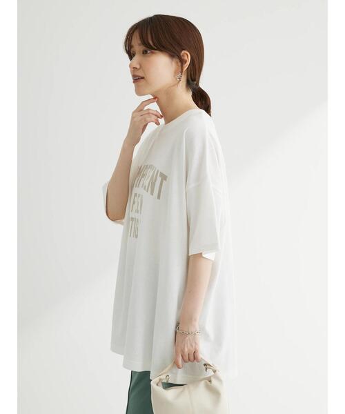 Green　Parks（グリーンパークス）の「カレッジロゴ半袖チュニック（チュニック・レディース・ホワイト/ブラウン/ダークグレー/サックスブルー・FREE）」の9枚目の写真