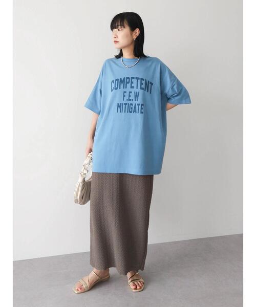 Green　Parks（グリーンパークス）の「カレッジロゴ半袖チュニック（チュニック・レディース・ホワイト/ブラウン/ダークグレー/サックスブルー・FREE）」の13枚目の写真