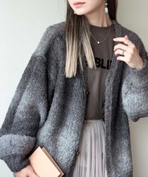 《Javaジャバコラボ》大人のこなれ感漂う グラデーションアウトリンキングニット オーバーサイズ カーディガン