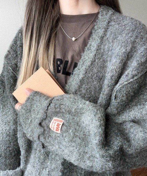 Java（ジャバ）の「《Javaジャバコラボ》大人のこなれ感漂う グラデーションアウトリンキングニット オーバーサイズ カーディガン（カーディガン/ボレロ・レディース・パープル/イエロー/ブラウン/ブラック/ブルー・LARGE/MEDIUM/SMALL/X-LARGE）」の14枚目の写真