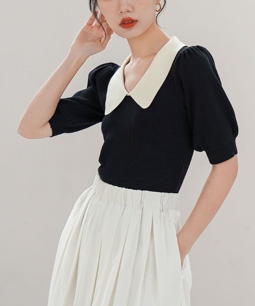  ピーターパン 襟　半袖　ニット　gu ザラ　epine　dholic H&M ピーターパン 襟半袖ニットgu ザラepinedholic