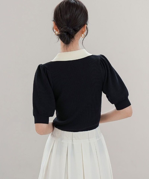 Sibra（シブラ）の「ピーターパンカラー半袖サマーニット